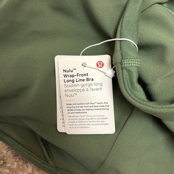 NWT Lululemon Nulu wrap-front long line sports bra cross cross straps green 14 - Picture 7 of 11